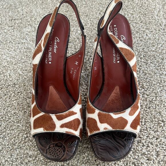 Donald J. Pliner Vintage Y2K Giraffe Print Calf Hair Platform Heels Size 6 - Picture 6 of 12